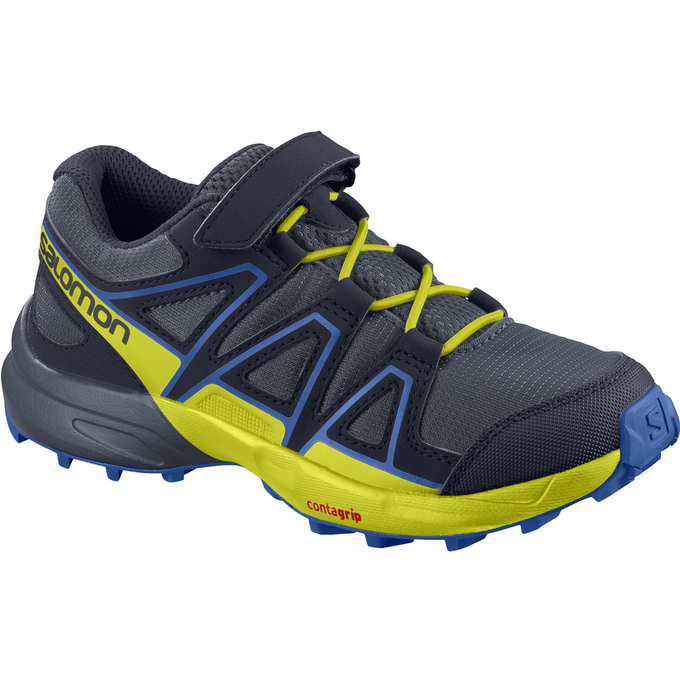 SALOMON SPEEDCROSS BUNGEE K Philippines - Kids' Trail Running Shoes - Navy/Yellow | 352948-EZT
